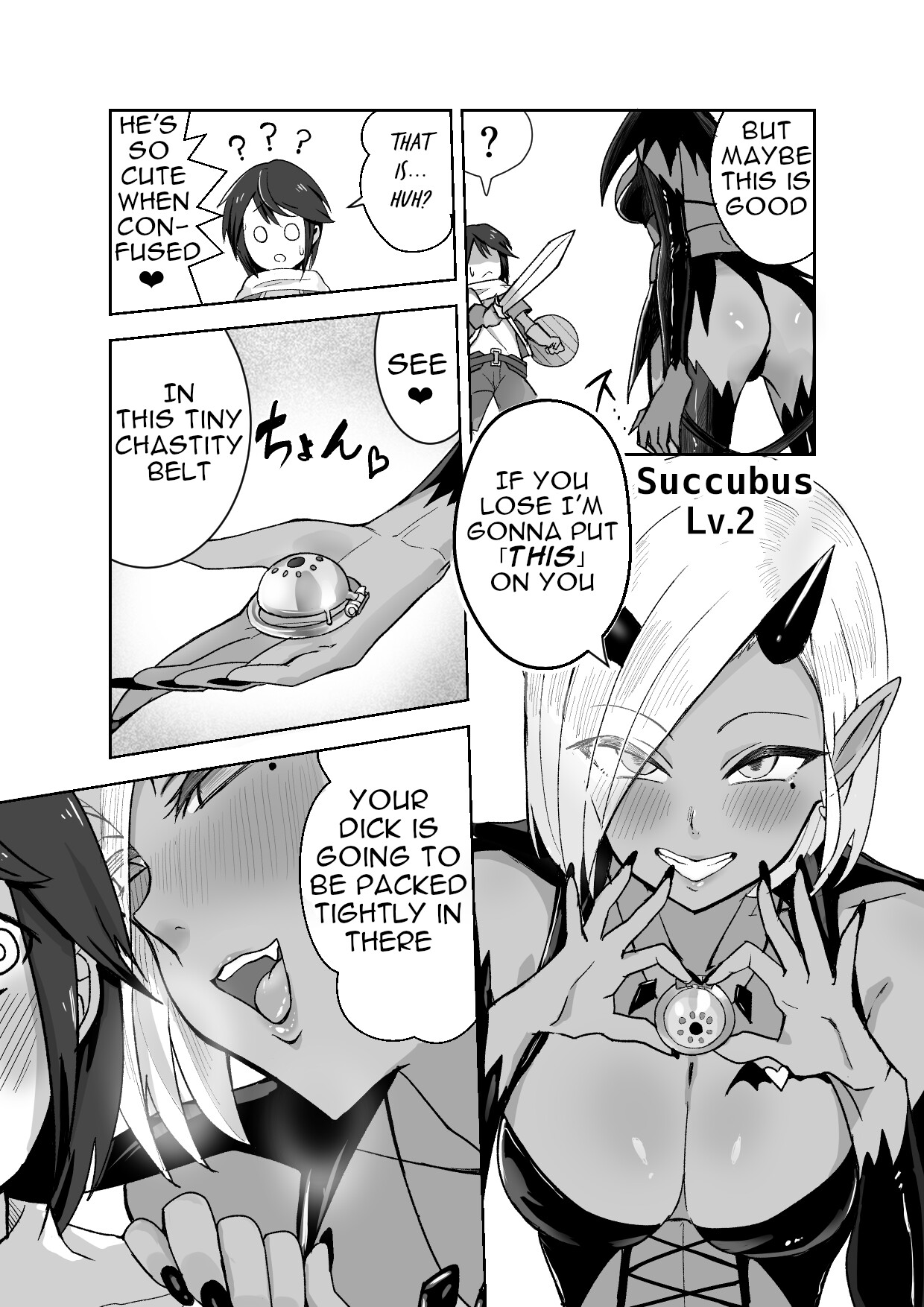 Hentai Manga Comic-Story about Losing to a Succubus and Made to Wear Small Chastity Belt-Read-3